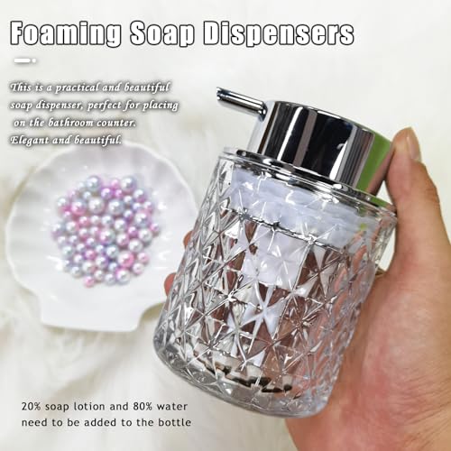 Glass Foaming Soap Dispenser with Silver Pump - Refillable