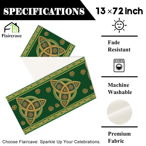 St. Patrick's Day Table Runner - 13x72 Inch Shamrock Decor