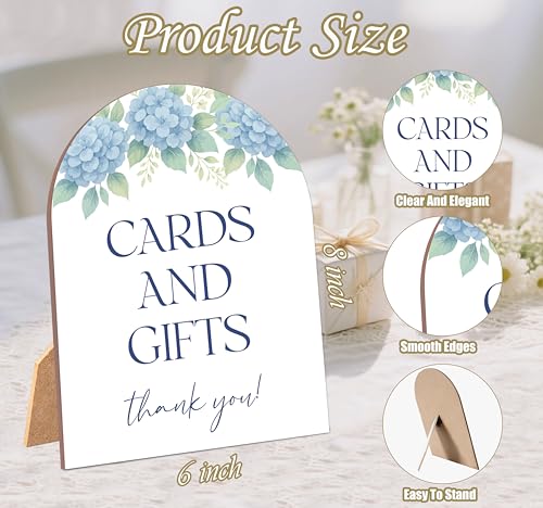 Bridal Shower Sign - Something Blue Cards & Gifts Wooden Table Decor, 6x8 Inch