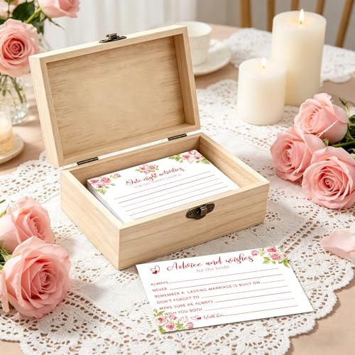 Pink Flower Advice for the Bride Cards - 50 Pcs Wedding Wishes