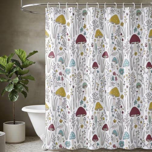 Mushroom Shower Curtain 72x72 Inch - Whimsical Fungi Design (Mushroom 21-2)