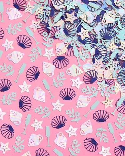 Coastal Foil Confetti Pack - 200 Pieces for Beach Party & Bachelorette Decor