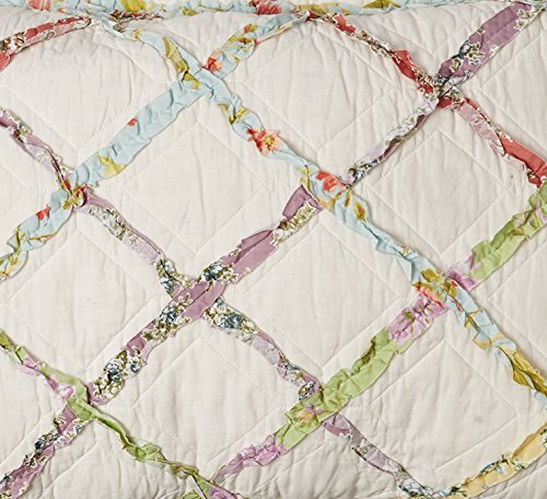 Laura Ashley - Queen Quilt, Reversible Cotton Bedding, Lightweight Home Decor for All Seasons (Ruffle Garden Cream, Queen)