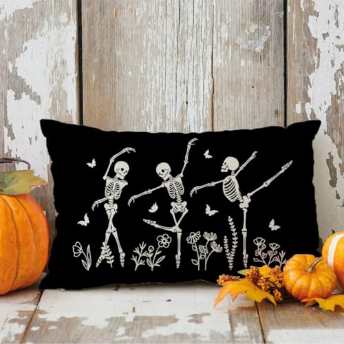 PANDICORN Halloween Throw Pillow Cover - Dancing Skeleton 12x20