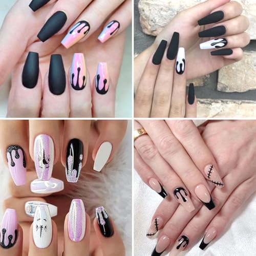 Halloween Blood Drop Nail Art Stickers - 4 Sheets 3D Self-Adhesive Decals