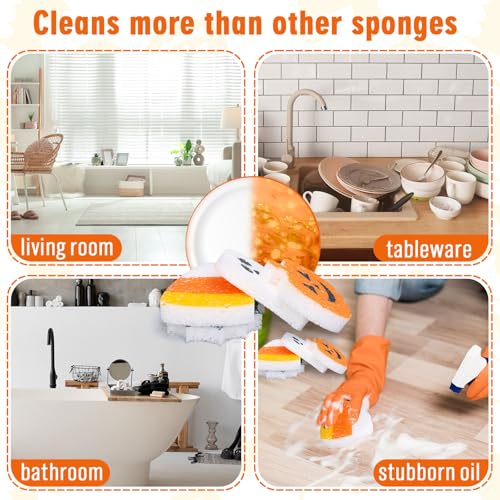 8-Pack Halloween Kitchen Sponges - Cute Ghost, Pumpkin & Corn Designs