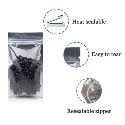 FERENLI 1000 Pieces Stand Up Clear for Zip Resealable Aluminum Lock Mylar Foil Plastic Packaging Bag Zipper Lock Heat Seal with Tear Notch Long Term Food Storage (3.5x5.5 inch)
