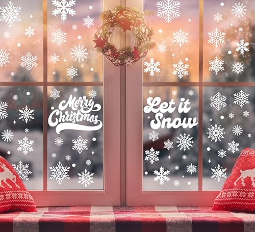 335 Pcs Snowflake Christmas Window Clings - Winter Decor Set