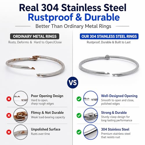 12 Pack Rustproof 304 Stainless Steel Shower Curtain Rings - 2.3 Inch