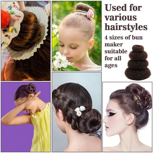 MAQIHAN Hair Donut Bun Maker Kit with Clips - 5 Sizes