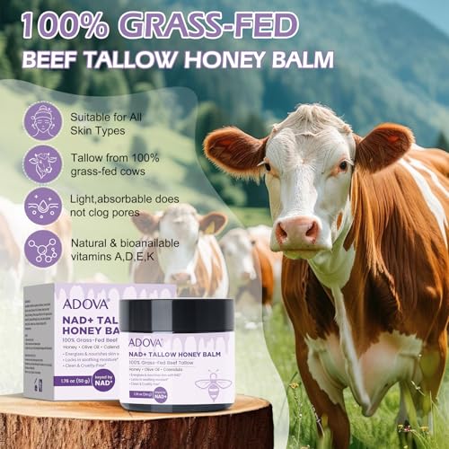 ADOVA Tallow Honey Balm Moisturizer for Face & Body, 2 Pack