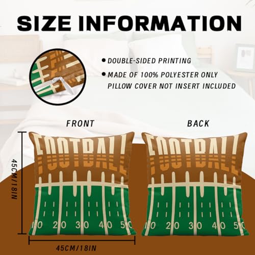 Football Throw Pillow Covers 18x18 Set of 4, Autumn Fall Decorative Cases