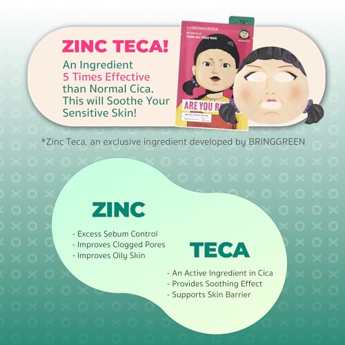BRING GREEN Tea Tree Cica Soothing Facial Sheet Mask Set 10 Sheets