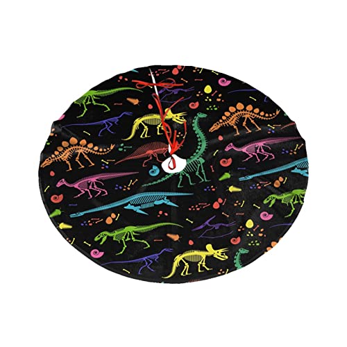 B TREE Dinosaur Christmas Tree Skirt 30 Inch Colorful Holiday Mat