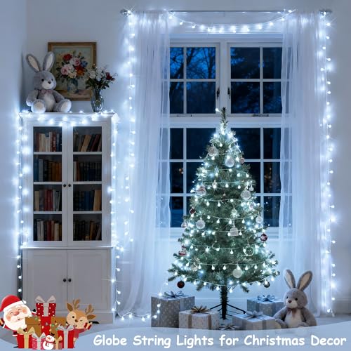 Indoor & Outdoor Waterproof Globe String Lights - 200 LEDs, White, 116ft, Remote