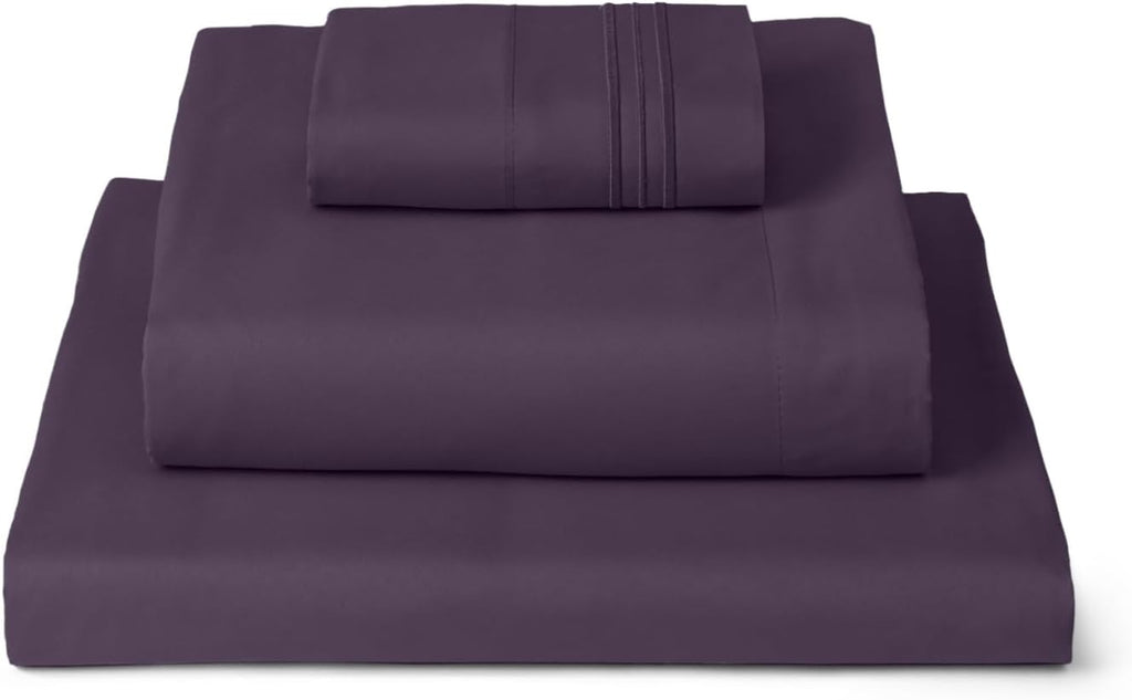 Mellanni Twin XL Sheets Set - 3 PC Hotel Luxury Bedding - Extra Soft, Cooling, Wrinkle Resistant (Twin Extra Long, Purple)