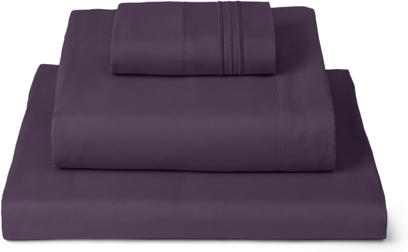 Mellanni Twin XL Sheets Set - 3 PC Hotel Luxury Bedding - Extra Soft, Cooling, Wrinkle Resistant (Twin Extra Long, Purple)