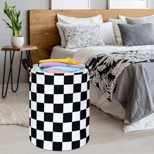 Racing Checkerboard Storage Basket for Boys - Foldable Toy Bin