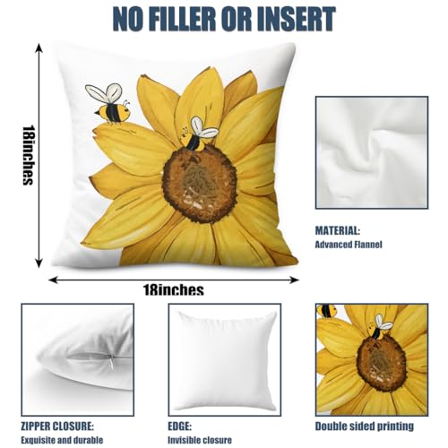 2 PCS Sunflower Pillow Covers 18x18 - Flannel & Zippered | Polychromatic1212