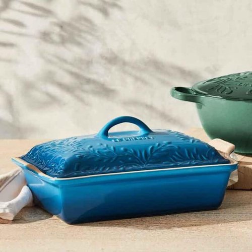 Le Creuset Olive Branch Collection - 4 Qt. Heritage Covered Rectangular Casserole | Marseille with Embossed Lid