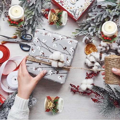 Christmas Wood Tealight Holder & Tea Lights Set - Snowflake White, 24 Pieces