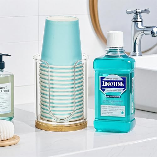 Acrylic Bathroom Cup Dispenser for 3 oz Disposable Cups, Clear Vanity Holder