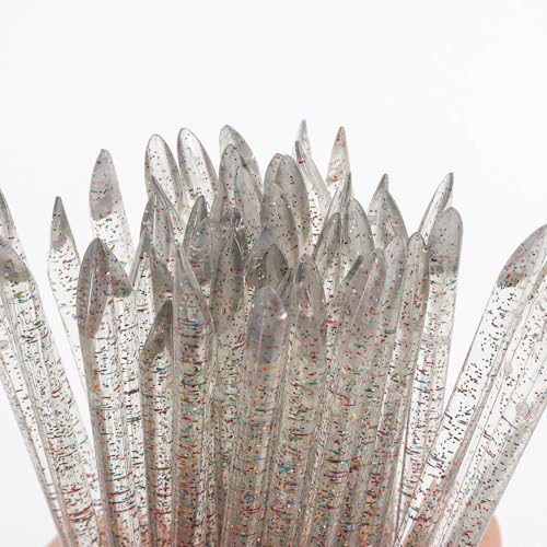 Mekupeu 100 Pcs Crystal Cuticle Pusher Sticks, Disposable Double-Sided Nail Art Remover and Cleaning Tools, Black Colorful