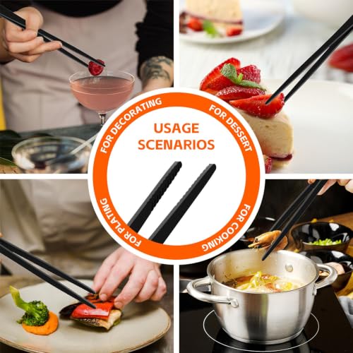 Tifanso 2-Pack 12-Inch Black Stainless Steel Serrated Cooking Tongs