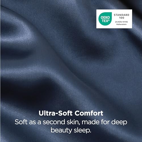 Bedsure Satin Pillowcases, King Size 20"x36", Blue, Set of 2