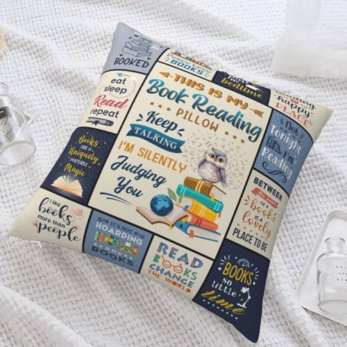Book Lovers Pillow Cover 18x18 Inches - Perfect Gift for Readers