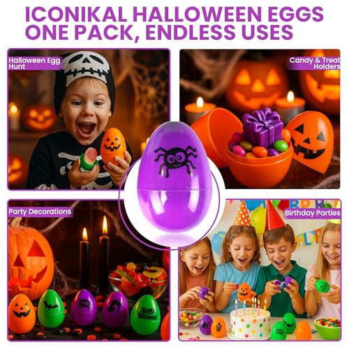 72-Pack Halloween Eggs - Durable Plastic Treat Containers