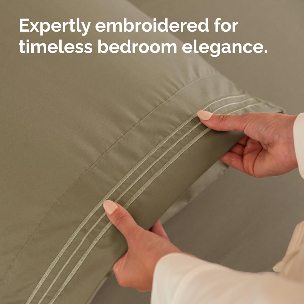 Skiennix Standard Pillow Cases Set of 2 - Ultra-Soft Hotel Quality - Wrinkle-Free & Stain Resistant - Khaki