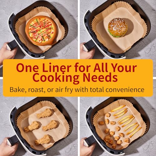 Wellsworth 8-Inch Square Air Fryer Parchment Paper Liners, 125 Pack