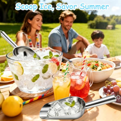 12oz Stainless Steel Ice Scoop - Rust-Resistant Multi-Purpose Scooper for Food & Ice