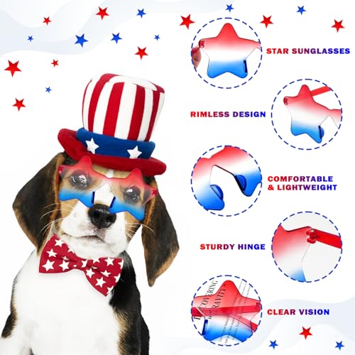 USA Patriotic Star Sunglasses - 3 PCS Set for 4th of July Fun