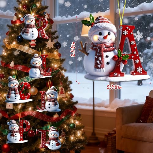 Personalized Snowman Christmas Ornaments | Custom Letter Hanging Decor