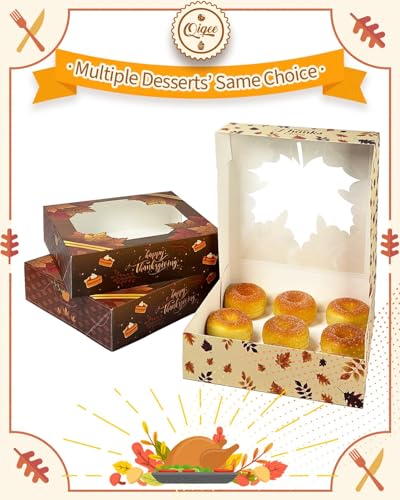 Thanksgiving Cookie Gift Boxes with Window - 10x10x2.5 Inch, 30 Pack