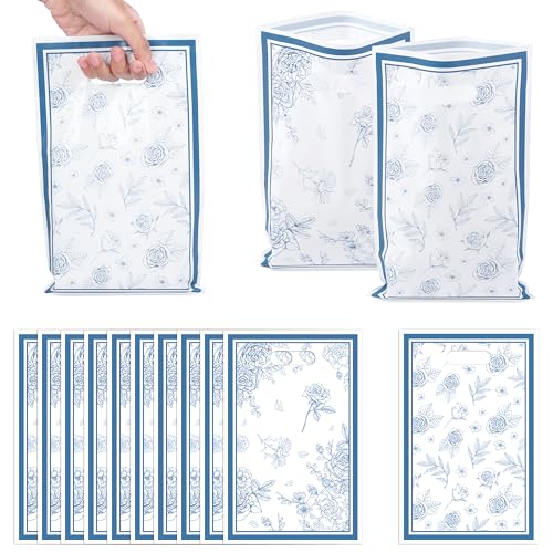 50 Pcs Vintage Floral Blue & White Party Favor Bags