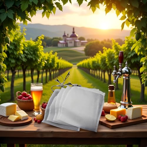 5 Pcs Nylon Straining Bags Fine Mesh for Homebrew Beer Wine 6x7.8 Inch
