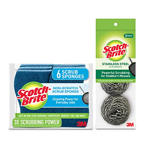 Scotch-Brite Non-Scratch Scrub Sponges & Stainless Steel Scrubbers Bundle