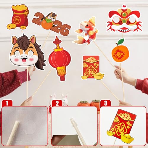 24PCS Chinese New Year Photo Booth Props for Year of the Horse