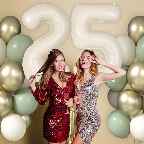 Cream Number 5 Balloon 40 Inch - Giant Foil Mylar Birthday Party Decoration