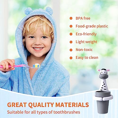 SooGree Kids Toothbrush Holder with Cup - Wall-Mounted Animal Design