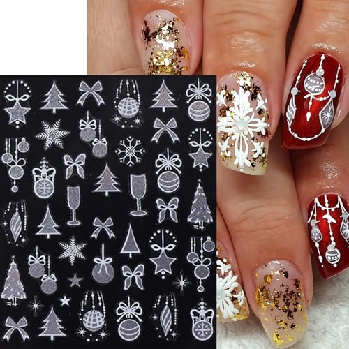 Christmas Nail Stickers 9 Sheets 3D Self-Adhesive Holiday Nail Art Decals
