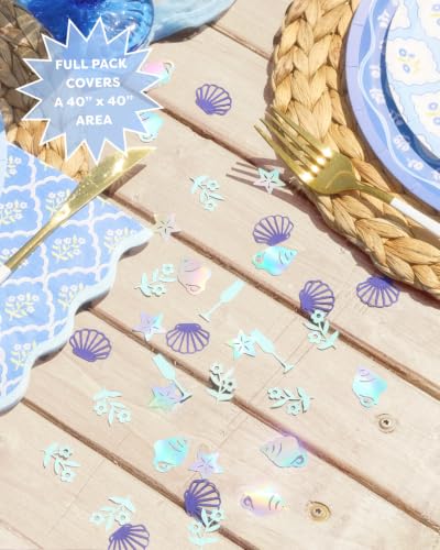Coastal Foil Confetti Pack - 200 Pieces for Beach Party & Bachelorette Decor