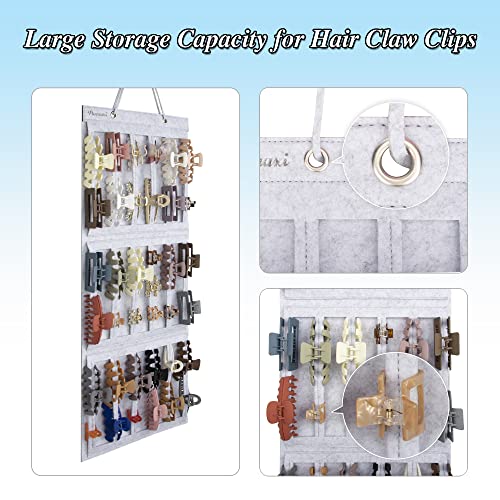 PACMAXI Gray Hanging Claw Clips Organizer for Women Hair Accessories Storage