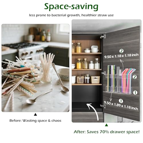 Acrylic Straw Holder for Cabinet Door - Space-Saving Organizer