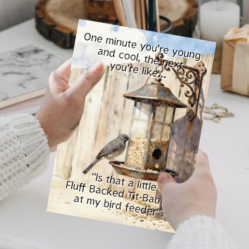 Funny Birthday Card with Bird Feeder Joke - Humorous Aging Card