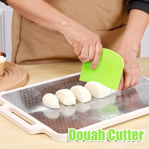 4 Pcs Dough Scraper Set - Flexible Kitchen Tool for Baking