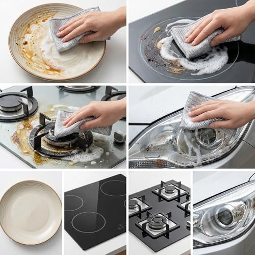 16 Pack Non-Scratch Stainless Steel Wire Dishcloths - Reusable Scrubbers